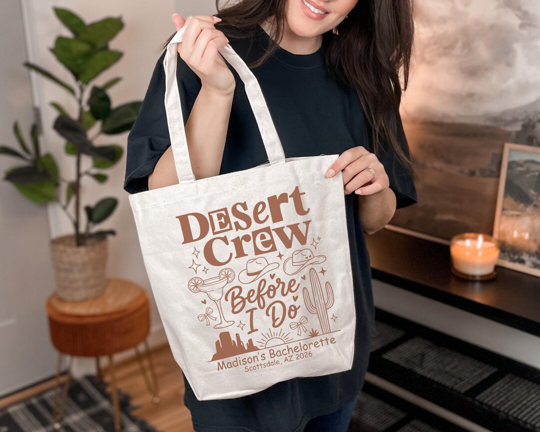 Custom Western Desert Crew Before I Do Bachelorette Tote Bags, Maid of ...