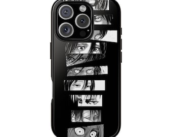 Fundas para teléfono, fundas resistentes de anime, funda negra de manga de Eren Jaeger de Ataque a los Titanes, regalo para otakus, accesorios personalizados, envío gratis