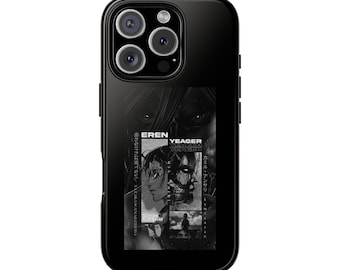 Fundas resistentes estilo anime, fundas negras para teléfono con diseño de Eren Jaeger de Ataque a los Titanes, regalo para otakus, accesorios personalizados para teléfono, envío gratis, iPhone