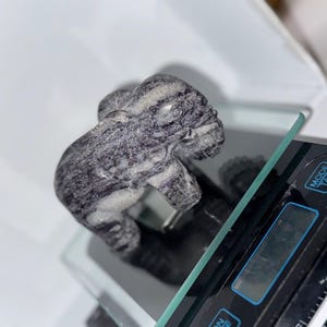 Silk Fluorite Hand Carved Crystal Elephant - Unique Carved Stone with Dark Purple Color