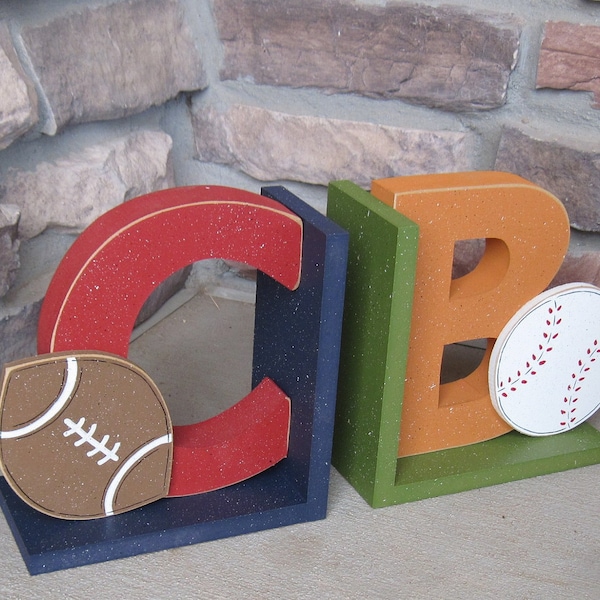 Personalized sports themed bookends for children library, bookshelf