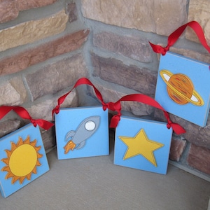 Set of  6&quot; Space Themed  Boy Decor (light blue) for boy bedroom and wall hanging decor with space theme