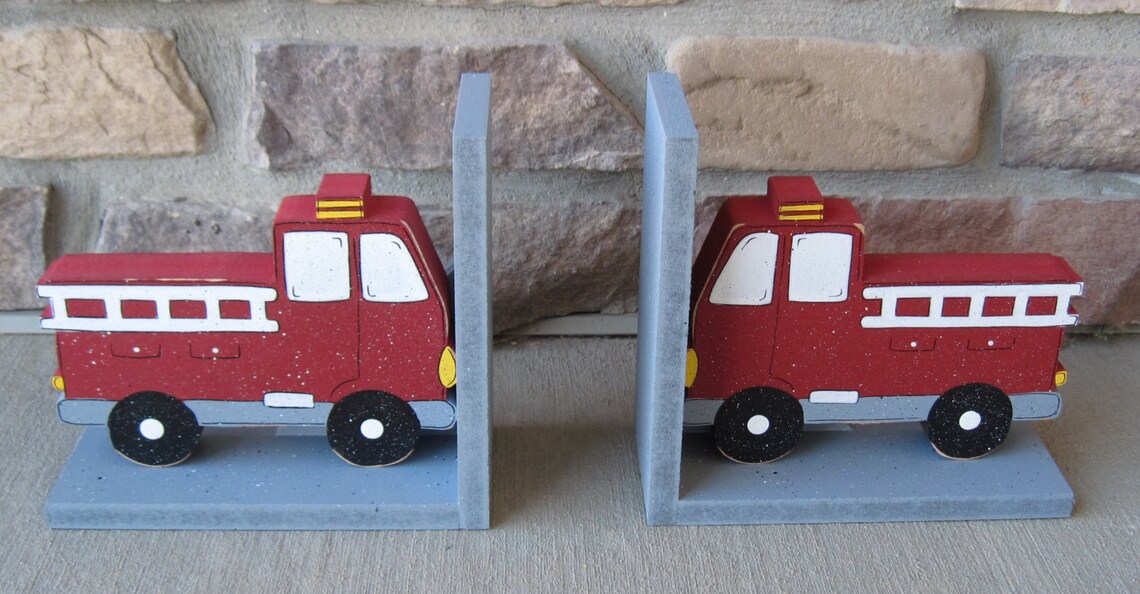 Fire Truck Bookends for Children Library Bookshelf Etsy