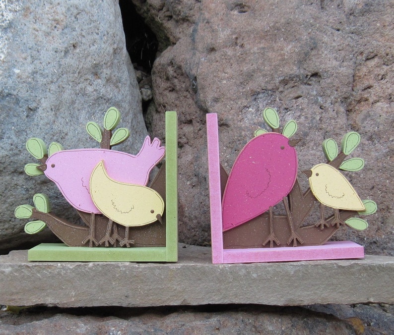 Birds and Branches bookends for children library, bookshelf image 2