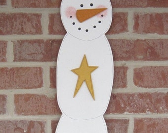 Handcrafted Long Hanging Snowman, Winter Door Decor