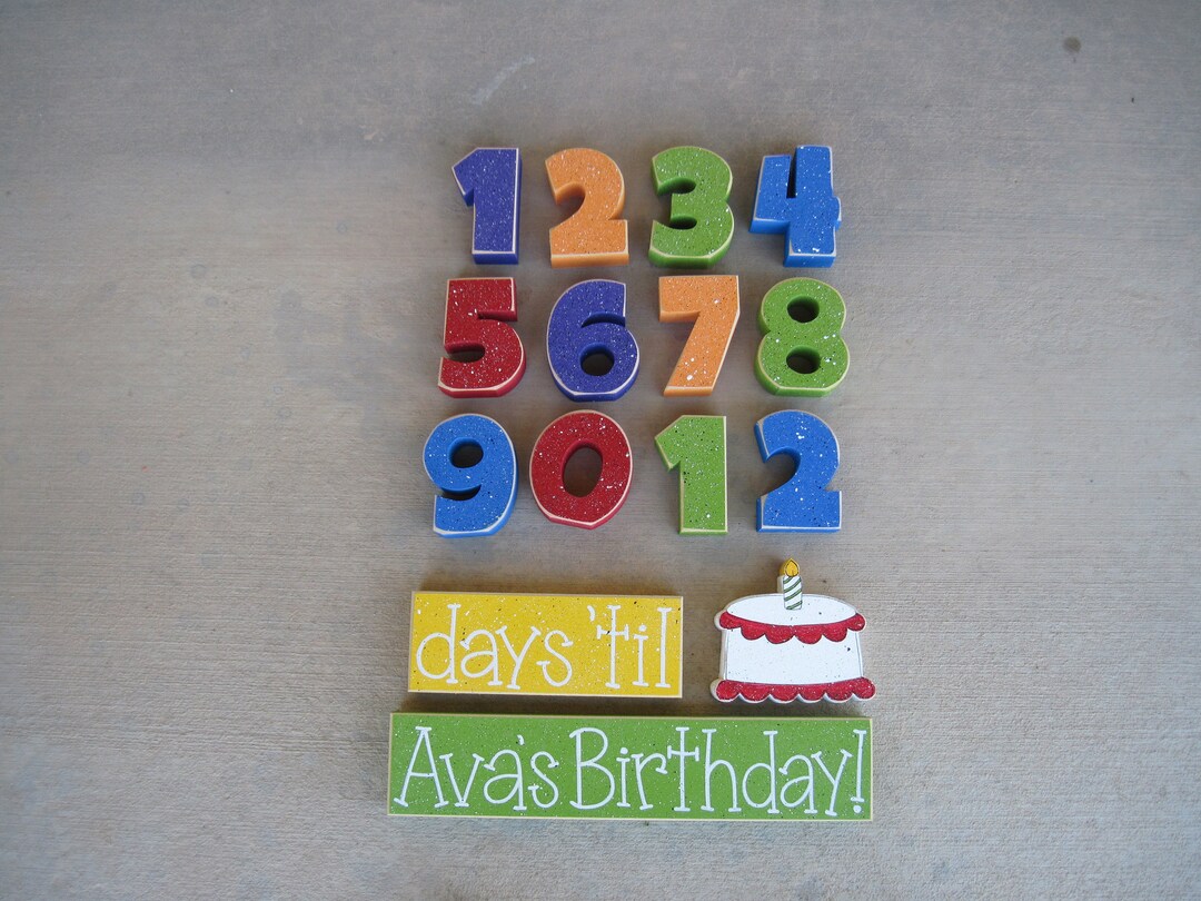 Birthday Countdown Blocks With Birthday Cake Block for Table Decor ...