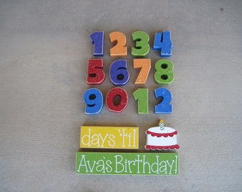 Handcrafted Birthday Countdown Blocks, Colorful Table Decor