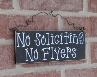 Free Shipping - NO SOLICITING No Flyers SIGN (black) for home and office hanging sign