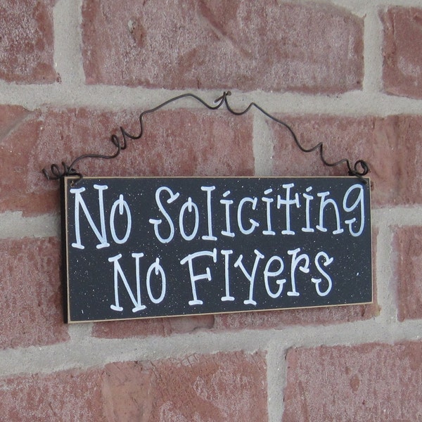 Free Shipping - NO SOLICITING No Flyers SIGN (black) for home and office hanging sign