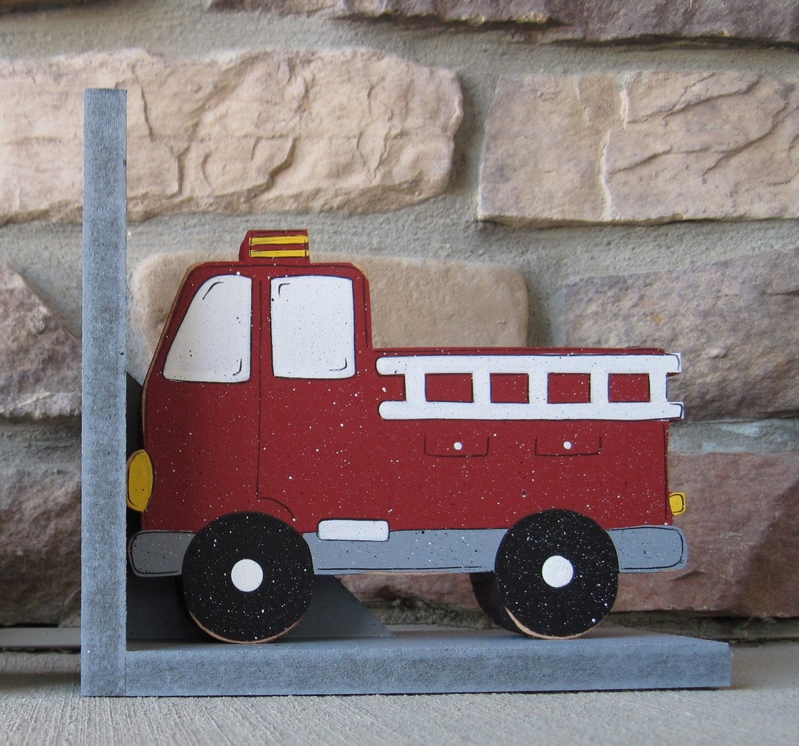 Fire Truck Bookends for Children Library Bookshelf Etsy