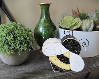 Handcrafted Bumble Bee Block, Spring Home Decor