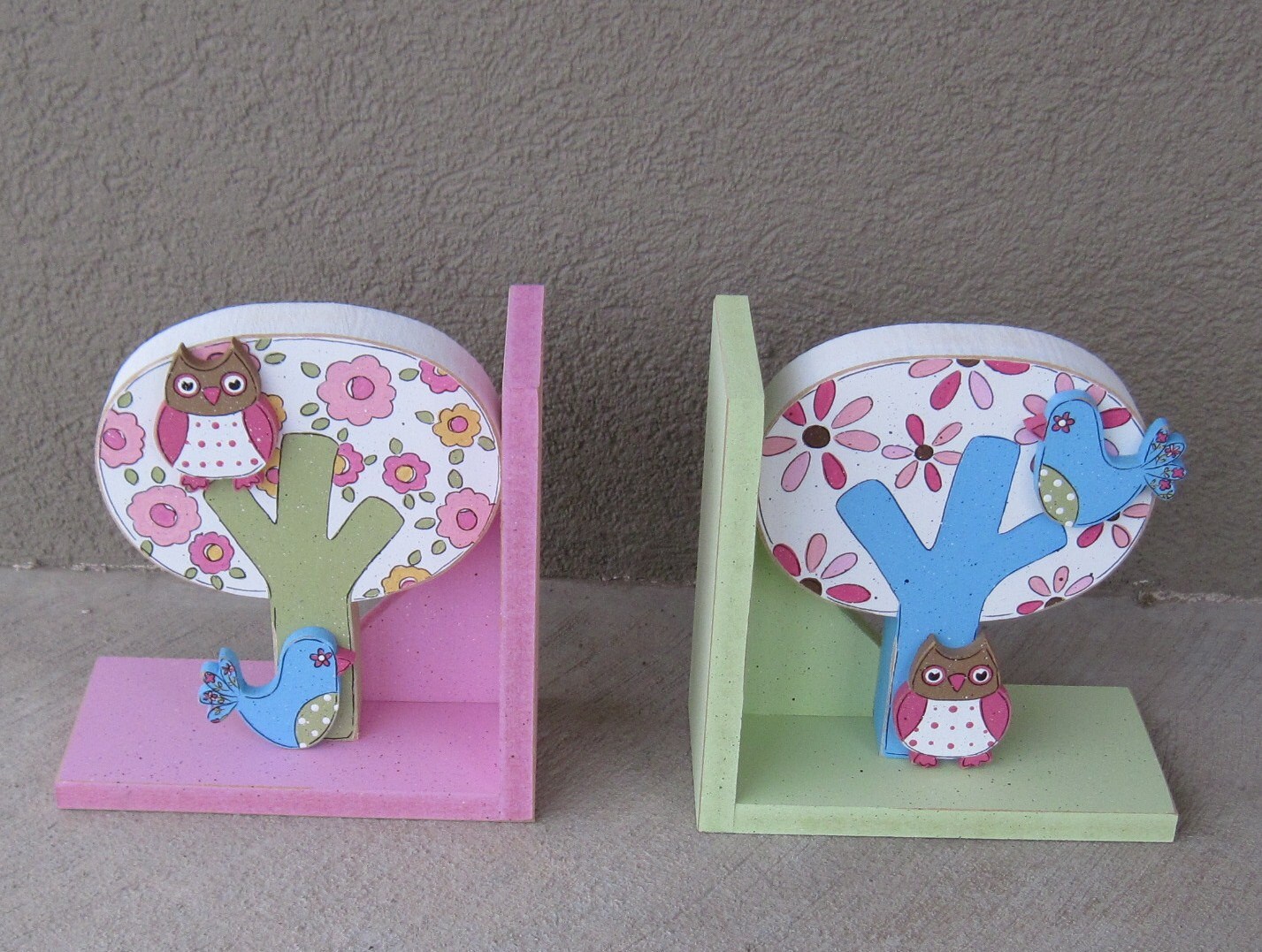 Tree Owl and Bird Bookends for Children Library Bookshelf Etsy