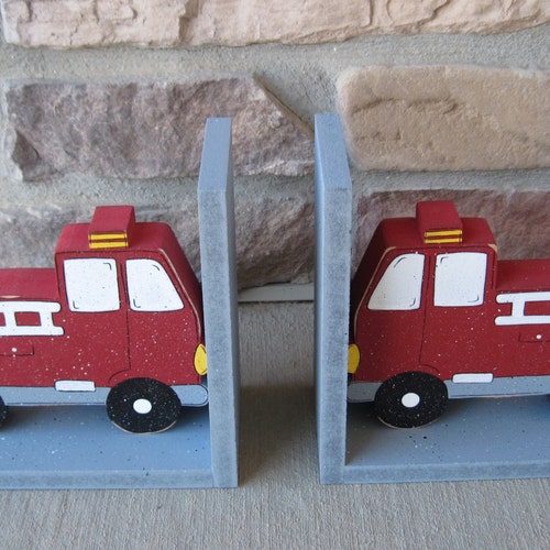 Dump Truck and Fire Truck Bookends for Children Library Etsy