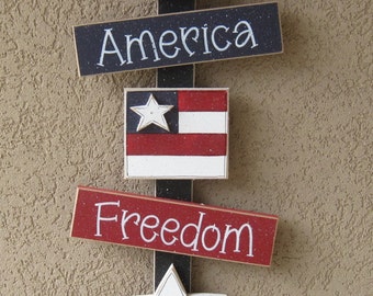 July Thoughts, 4th of July decor, star, flag, freedom, America wall, door, office, and home decor