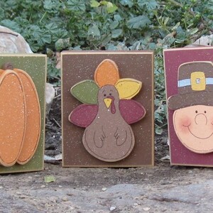 THANKSGIVING BLOCK SET for harvest, holiday, shelf, desk, table, office, mantle and home decor image 4