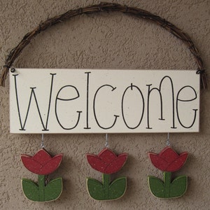 WELCOME SIGN (TULIPS) for wall and home decor