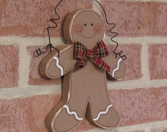 HANGING GINGERBREAD MAN for wall, door, tree, holiday, December, xmas, noel and home decor