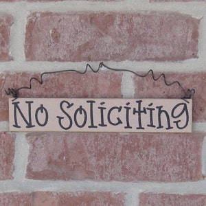 Free Shipping NO SOLICITING SIGN beige for home and office hanging sign image 1