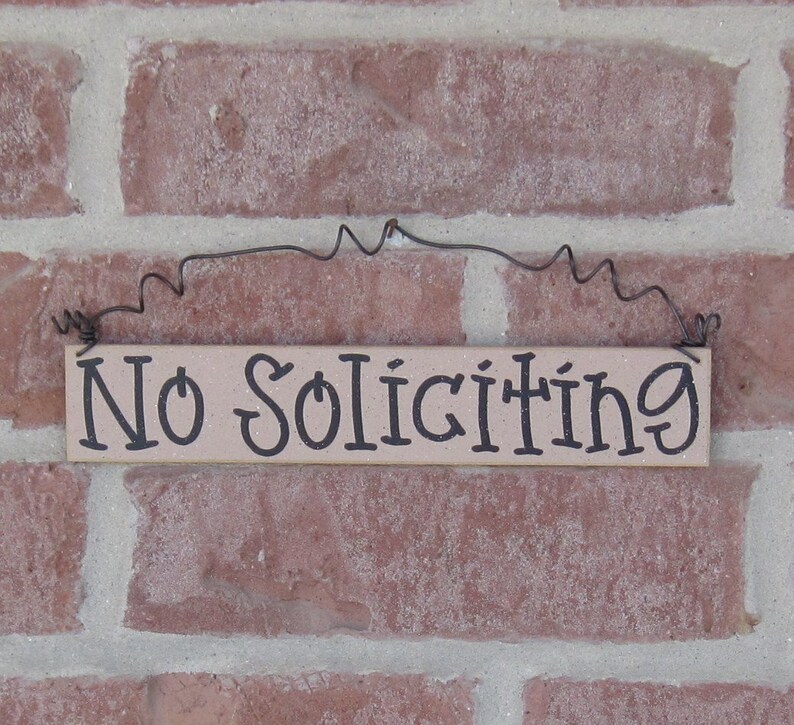 Free Shipping NO SOLICITING SIGN beige for home and office hanging sign image 1