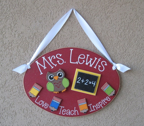 Custom Teacher Sign, Personalized Oval Classroom Decor