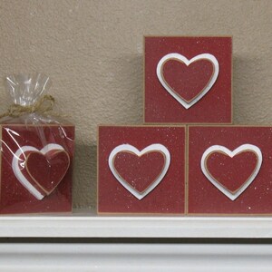 SQUARE BLOCK with red HEART for valentine and home decor image 2