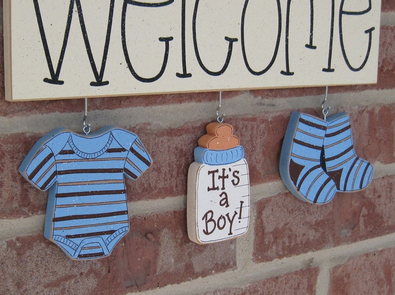 WELCOME ITS A BOY Decorations no sign included for announcing a baby, baby shower decor, wall and home decor image 1