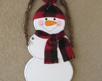 Hanging SNOWMAN for Winter, Christmas wall and door hanging decor