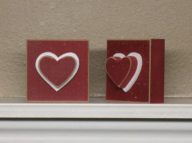 SQUARE BLOCK with red HEART for valentine and home decor image 1