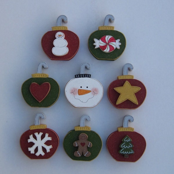 CHRISTMAS ORNAMENT Blocks Set  -Set of 8 for the price of 7- for Noel, shelf, desk, office, mantle and home decor