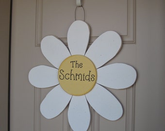 LARGE 24" Hanging PERSONALIZED DAISY door, wall hanging, girl bedroom or home decor