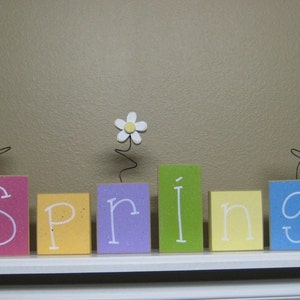 SEASON BLOCKS for Winter, Spring, Summer, Autumn, Fall,shelf, Mantle ...