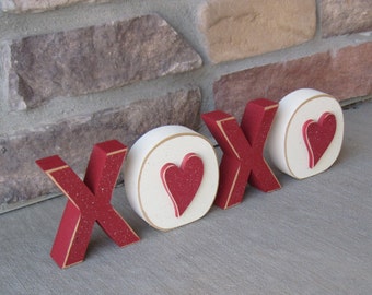 XOXO BLOCKS for valentines, shelf, desk, mantle and home decor