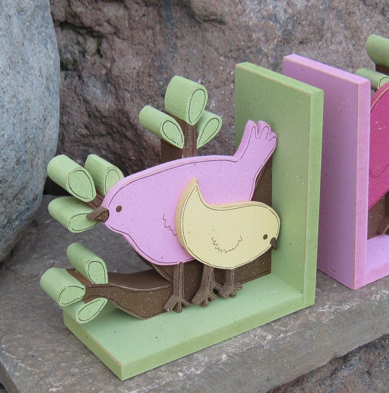 Birds and Branches bookends for children library, bookshelf image 4