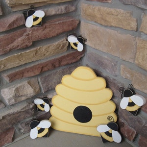 BEE HIVE and BEES for home decor, bee themed decor, and girl room decor image 3