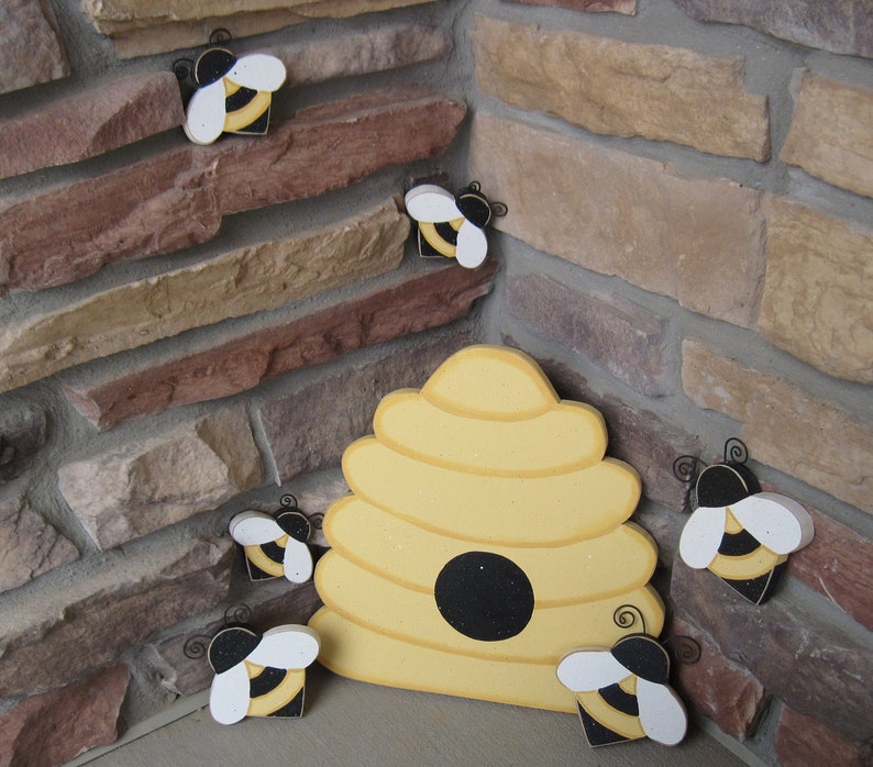 BEE HIVE and BEES for home decor, bee themed decor, and girl room decor image 3