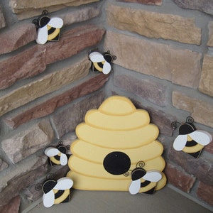 BEE HIVE and BEES for home decor, bee themed decor, and girl room decor image 1