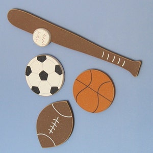 Hanging Basketball, Football, Baseball, and Soccer SPORTS SET for boy, wall, sports theme room, man cave, and bedroom home decor