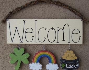 WELCOME SIGN (LUCKY themed) for wall and home decor