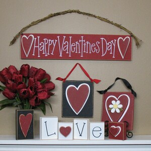 Red HANGING HEART with BLACK Backer for valentine and home wall hanging decor image 2