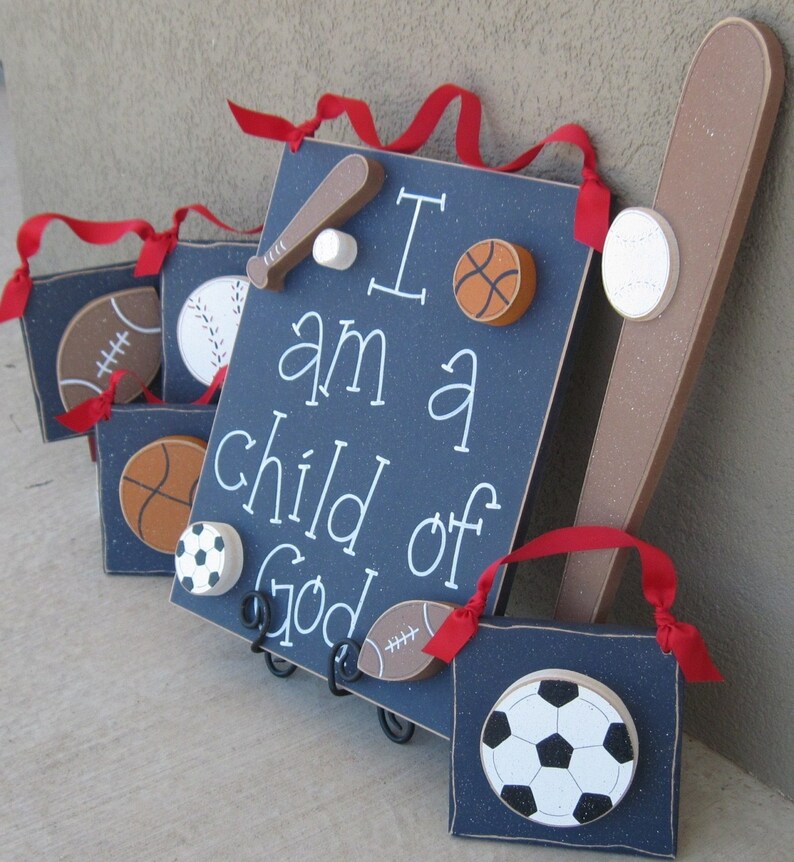 Set of Sports Themed Boy Decor With a CHILD OF GOD Sign blue Etsy