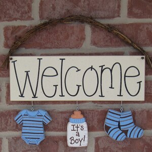 WELCOME ITS A BOY Decorations no sign included for announcing a baby, baby shower decor, wall and home decor image 4