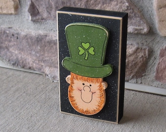 TALL LEPRECHAUN BLOCK for St. Patricks day and home decor