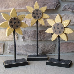 3 Tall Standing SUNFLOWER Block Set for Fall decor, Autumn decor, Sunflower decor shelf, desk, office and home decor image 2