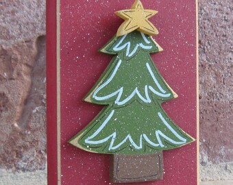 CHRISTMAS TREE BLOCK for Noel, shelf, desk, office, mantle and home decor
