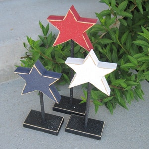 Handcrafted Americana Star Decor, Patriotic Tiered Tray Set