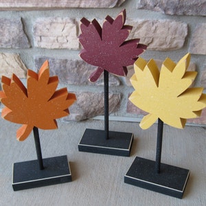 3 Tall Standing FALL MAPLE LEAF Block Set with maple leafs for  Fall decor, Autumn decor, Leaf decor shelf, desk, office and home decor