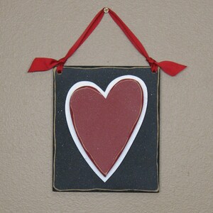 Red HANGING HEART with BLACK Backer for valentine and home wall hanging decor image 1