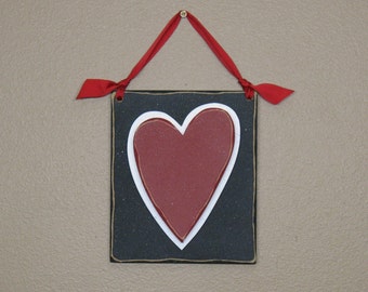 Red HANGING HEART with BLACK Backer for valentine and home wall hanging decor