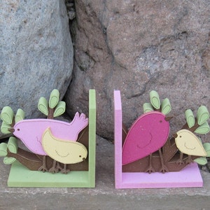 Birds and Branches bookends for children library, bookshelf image 1