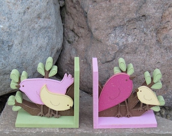 Birds and Branches bookends for children library, bookshelf